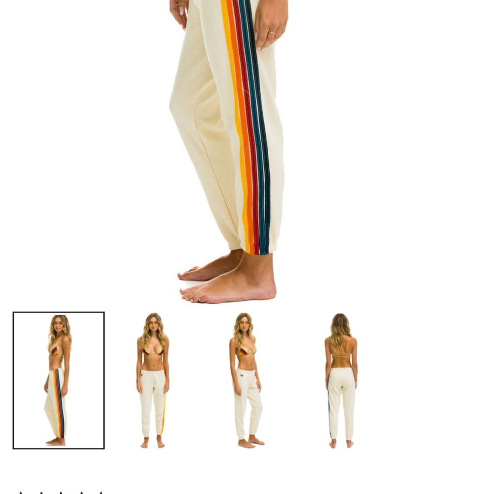 Aviator Nation Cream Joggers with Multicolor Stripes